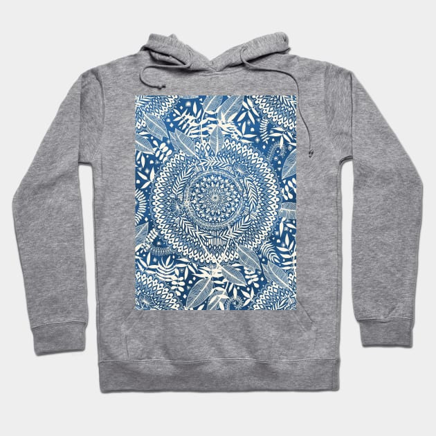 Diamond and Doodle Mandala On Blue Hoodie by micklyn